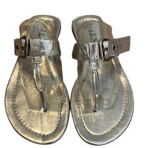 JENI silver flip flops w/adjustable buckle worn 4x GUC